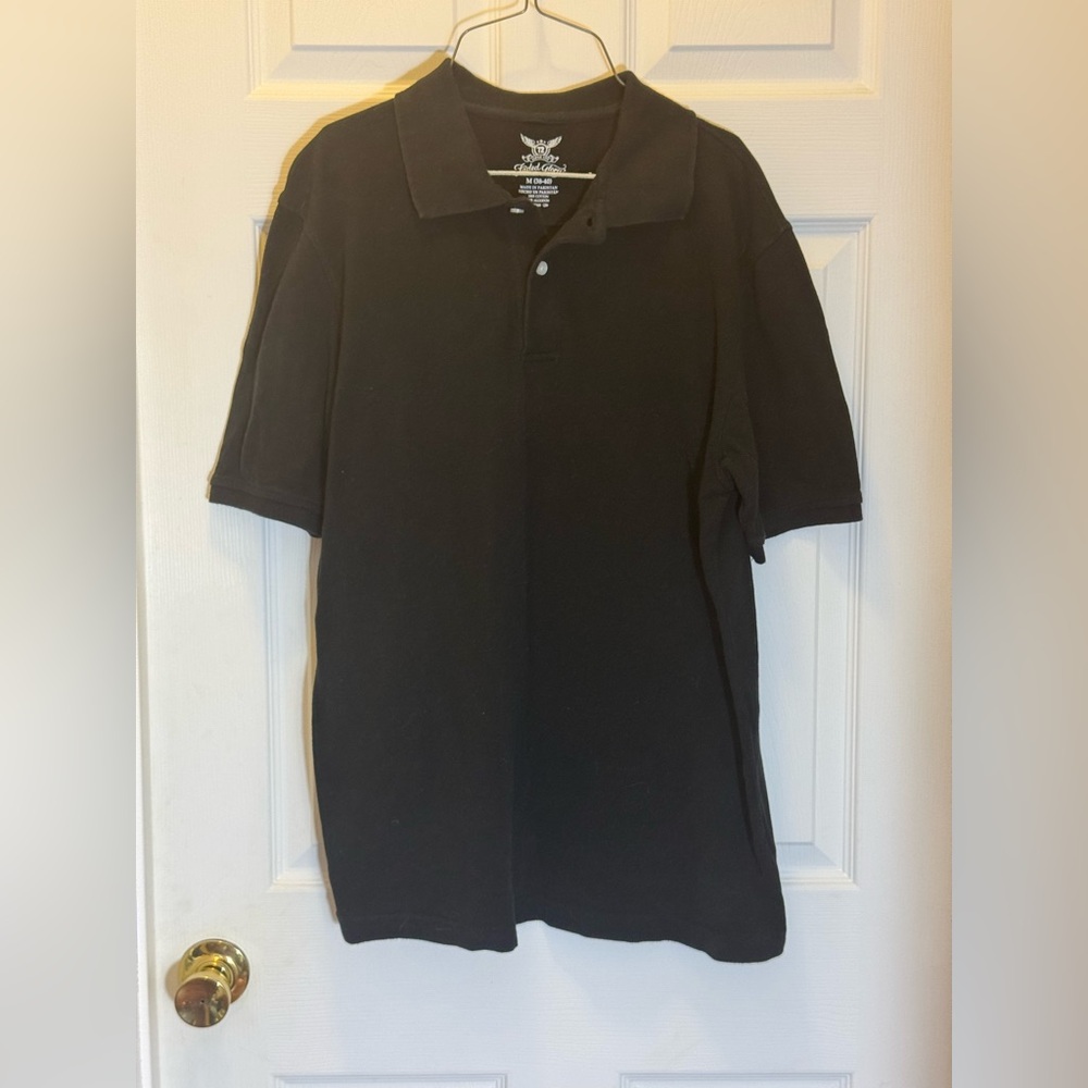 Faded Glory Black Polo Shirt with Collar and Short Sleeves